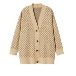 Mango Geometric Print Knit Cardigan, Size S